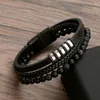 Charm Armband Punk Men Armband Multilayer Leather Stainless Steel Clasp Magnet Trendy Brangle Jewelry for Gift