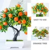 Decoratieve bloemen groen kantoor decor kunstmatige fruitboom simulatie bonsai oranje nep decors plastic bloem gesimuleerde faux