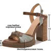 Sandales 2024 Fashion Summer Leather Chaussures Super High Heels Femme Plateforme de luxe Plateforme épaisse Designer Dames Brun noir