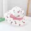 Wide Brim Hats Toddler Sun Baby Hat Kids Printing Fruit Pattern Baseball Caps Bow Decoration Cute Large Eaves Sunshade Cap Outdoor