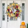 Decoratieve bloemen kunstmatige zonnebloem krans herfst voor voordeur decor hangende oogst festival home decoratie nepbloem