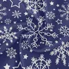 Tala de toalha de mesa Toleta de mesa Blue Christmas Snowflakes Round com refeições de alcance de renda Dining resistente a manchas 60 na capa para jantar em casa