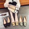 Klänningskor Spring Metal Square Buckle Set Foot Lazy Flat Heel Pointed Peas Work Casual Women's