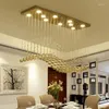 Chandeliers Rectangle Crystal Chandelier Living Room Bedroom Kitchen Wave Shape K9 Chrome Color Hanging Luminaire Light Fixtures