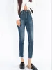 Pantalon féminin Jeans jeans zipper haute taille ourlet divisé la mode printemps mince denim