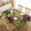 Tableau de nappe paislle des fleurs feuilles de motif floral de style bohème à imprimé country rectangulaire couverture pour décoration de salle à manger