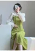 Casual jurken zij-spleet jurk vrouwen jacquard Chinese stijl vintage linten uitgehold ontwerpprop elegante minimalistische pano