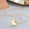 Collana designer Vanca Luxury Gold Chain S925 Silverfly White Fritillaria Necklace e Sweet Fairy Red Red Doubleide Collar Catena