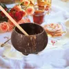 Zestawy naczyń stołowych kubek kokosowy kokosowe kokosowe sałatki pojemniki na przekąski Handels Unikalne miski Bamboo Naturalny styl dla