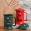 Feest gunst 500 ml retro postbox cup schattige keramische 3d mailbox drink rode groene mokken met deksel koffie thee gunsten cadeau