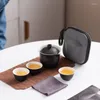 Ensembles de voies de thé Ensemble de voyage (un pot et trois tasses) outil de fabrication de thé de camping extérieur portable le cadeau pour les amoureux de la culture