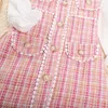 Girl Dresses Bear Leader Girls' Dress 2024 Autumn Round Neck Plaid Lace Button Long Sleeve Fashion Patchwork