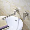 Bathroom Sink Faucets Brushed Nickle/Black Brass Faucet Basin And Cold Water Mixer Tap Separate Wall Mounted Single Handle