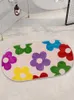 Mattor söta y2k växtblommor tuftad matta för badrum flickas sovrum hem dekor fluffig oval groovy färgglad badmatta nonslip matta