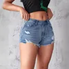 Frauenshorts 2024 Sommer Denim Frauen Mode -Pendler Trend gebrochene Löcher drei Viertel Hosen weibliche lässige Hochtaille Kurzjeans