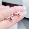 Brincos de garanhão Natural Real Red Ruby Brincho fofinho estilo 3 5mm 0,4ct 2pcs Gemstone 925 Jóias finas de prata esterlina L24354