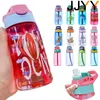 Jjyy 480ml kids sippy tasse bouteilles d'eau caricaturé créatif alimentation avec des pailles et des couvercles époustouflant des tout-petits portables dynamique 240510