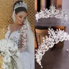 Headpieces Luxury Bridal Crown Wedding Hair Accessories White Ivory Long Crystal Beaded Bling Church Gorgeous Designer Style Saudi Duba 2792