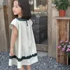 Robes de fille pour enfants 2024 Été coréen de style occidental robe de dentelle décontractée