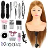 Mannequin Heads Human model head 24 inches 80% real hair with shoulder hairstyle virtual doll hairstylist practicing weaving training curl kit Q240510