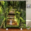 3d Forest Shower Curtain Green Plant Mountain Spring Water Shower rideau de douche de salle de bain étanche étanche Curtain décoratif 240512