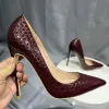 Alligator Weinfarbe Frauen Pumpen speicherte Gelegenheitsschuhe Frauen Stelitte Heels Super High Heels große Größe 33-45