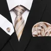 Set di cravatta per collo jacquard marchio di moda festoso presente cravatta seta fazzola per cufflink set cravatta per mans oro accessori per camicia