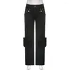 Jeans féminins Harajuku poches y2k cargo femmes décontractées basse taille pantalon denim droit des femmes