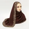 Vêtements ethniques Coton plissé Coton Écharpes Léopard Print Hijab Écharpe pour les femmes châles musulmans froiss