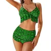 Swimwear pour femmes Bikini Black and Green Bikini Sexy Sexy Geometric Print Set Femmes 2 pièces Swimsuits personnalisés