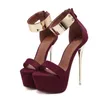 Liyke Fashion Design Metal enkelhoes voor dames sexy 16 cm sandalen platform High Heel Party Stripping Pole Dance Shoes 240426