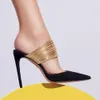 Designer Modemarke Frauen Sandalen Kleider Party Pantoffeln Muster mit offenen Absätzen Anti -Slip -Dekoration Schlanke High Heels