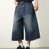 Harajuku Casual Summer Denim Short Cat Mens Doit être simple Classic Youth Y2K High Street Pop Art Trend Five Quarter Pants Jeans 240422