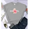 T-shirt pour femmes T-shirt Summer Coton Bet Fleurs Perfume Blouse Fashion Print Graphic TS Marque Quty Short Slve Tops Clothes T240507