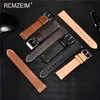 Titta på band Remzeim Womens Watch Strap 16mm 18mm 20mm 22mm 24mm Leather Watch Strap Quick Release Brown Black Replacement Strap Q240510