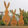 Rusty Pâques Iron Rabbit Egg Silhouette Cross Garden Insert Courtyard Decoration
