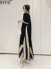 Robe à deux pièces NYFS 2024 Été Nouveau femme Vesidos Robe Elbise Loose plus taille Patched Work Silk Velvet Pants Q240511