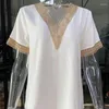 Blans des femmes Summer Elegant Short Sleeve Blouse Fashion Femmes Femmes Lace Love