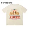 Mens camiseta Rhude Designer Pure Cotton Tees Street Fashion Casual Casual Matching Short Sleeves S-XL