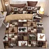 Define uma série de roupas de cama de estilo retrô rústico Conjunto de impressão de animais de animal confortável capa de edredão para quarto 1 2 travesseiro