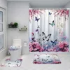 Rideaux de douche fleurs de salle de bain floral rideau ensemble aquarelle de fleur de fleur