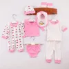 8 pièces d'automne de printemps Baby Boy Clothes Toddler Girl Turnits Cartoon Mignon Imprimer Coton ToppantsRompers Born Hospital Set BC323 240512
