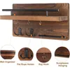 Wooden Wall Key Holder with 5 Hooks Mail Organizer Shelf Home Decor for Entryway Hallway 240424