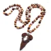Naszyjniki wiszące moda naturalne półprzewodnikowe kamienie bohemian plemienna biżuteria hematyt kryształowy drewniany naszyjnik strzałek