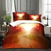 Bettwäsche -Sets Fantasy Sky Duvet Cover -Set enthalten 1 2 Kissenwolken Wolken Orange Tröster Mikrofaser Soft