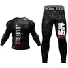 Мужские спортивные костюмы Cody Lundin Rash Guard Swathirt MMA Футболка+Шорты брюк 4 шт./Набор бразильской захват Jujutsu BJJ Boxing Jersey Q2405010