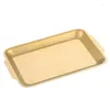 Plates Stainless Steel Korean Square Plate Thickened Frosted Gold Rectangular Zibo Barbecue