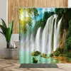 Shower Curtains 3D Waterfall Scenery Bathroom Curtain Forest Trees Stone Lake Landscape Home Bath Decors Hanging For Living Room