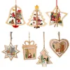 Hollow Laser Tree Decorations Wisiant Christmas 3d Wooden Santa Claus Elk Snowman Dekorat JN07