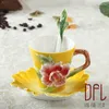 Tassen 150 ml Kaffeetasse Email Farbe Bone China Tasse Schale Löffel Festes Geschenk Keramikgetränk